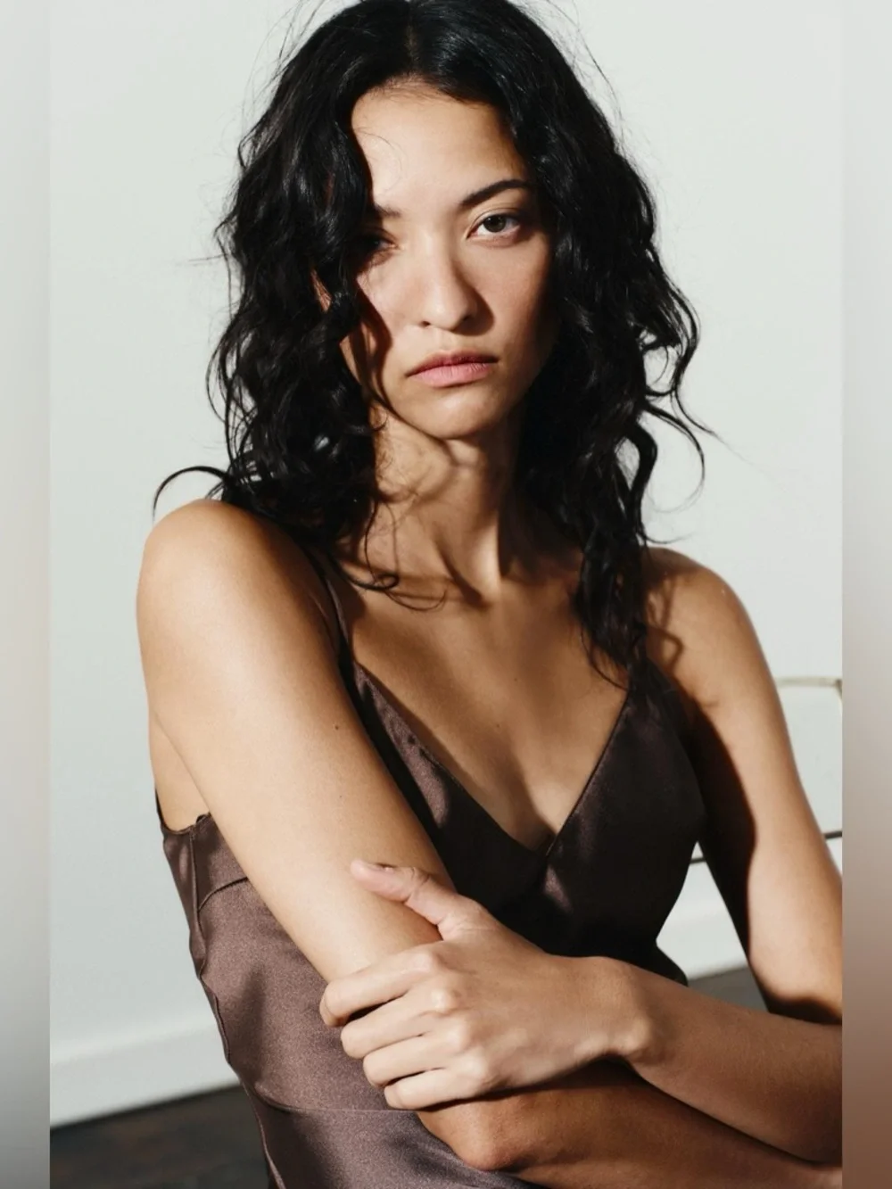 ZARA Satin Lace-Trim Slip Dress, Brown 8827|332 XL NWT - Picture 7 of 16